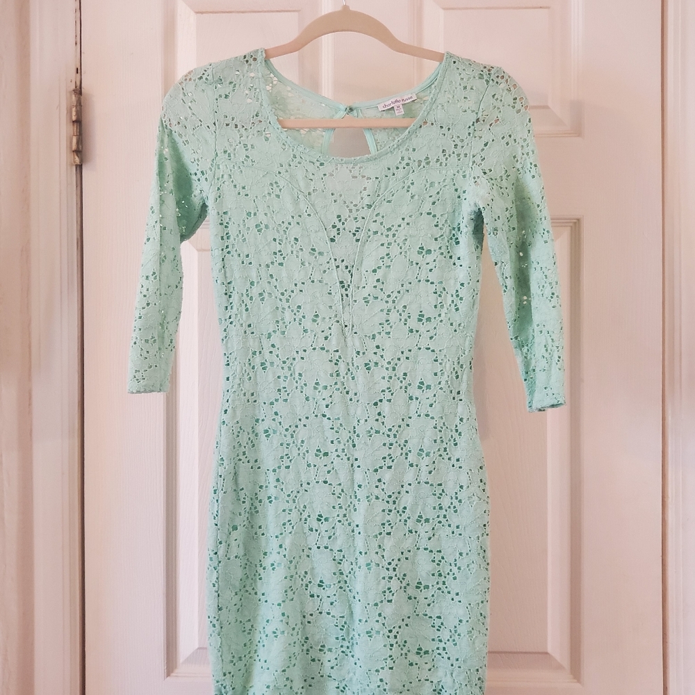 3/4 Sleeve Lacy Going Out Dress - Mint